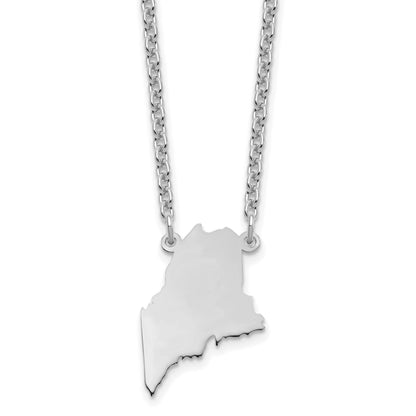 Sterling Silver Silver/Rhodium Plated Maine State Necklace