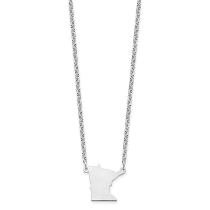 Sterling Silver Silver/Rhodium Plated Minnesota State Necklace