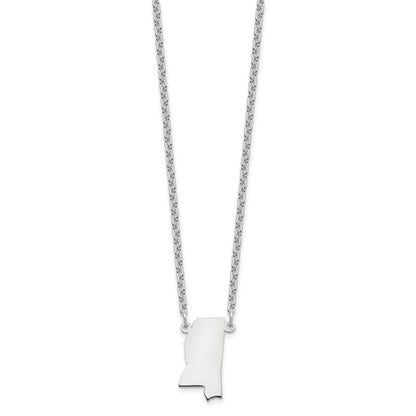 Sterling Silver Silver/Rhodium Plated Mississippi State Necklace