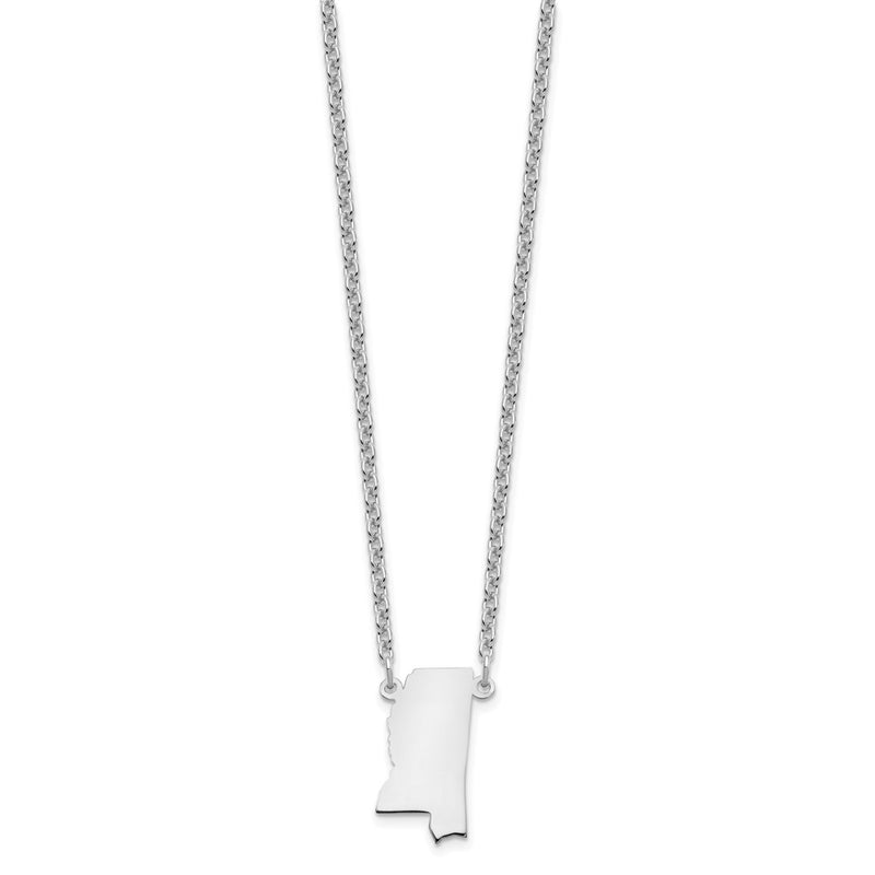 Sterling Silver Silver/Rhodium Plated Mississippi State Necklace