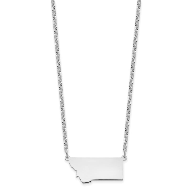 Sterling Silver Silver/Rhodium Plated Montana State Necklace