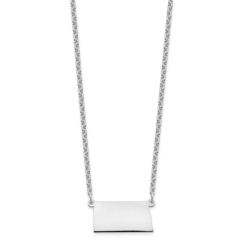 Sterling Silver Silver/Rhodium Plated North Dakota State Necklace