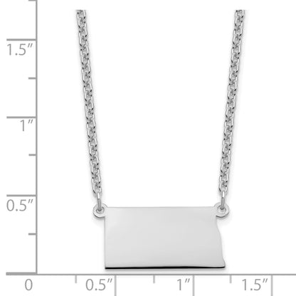 Sterling Silver Silver/Rhodium Plated North Dakota State Necklace