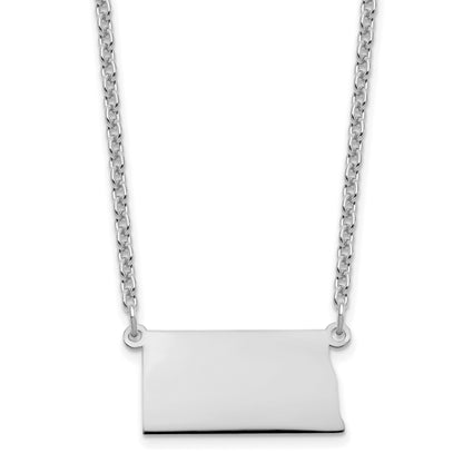 Sterling Silver Silver/Rhodium Plated North Dakota State Necklace