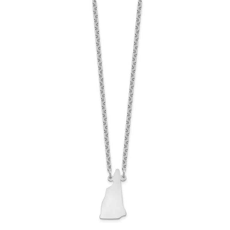 Sterling Silver Silver/Rhodium Plated New Hampshire State Necklace