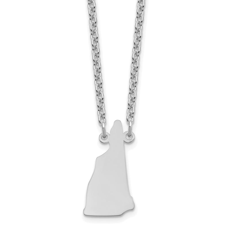 Sterling Silver Silver/Rhodium Plated New Hampshire State Necklace