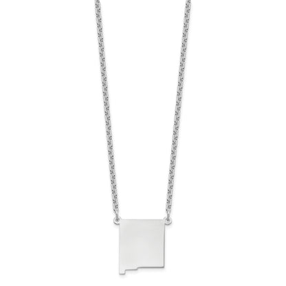 Sterling Silver Silver/Rhodium Plated New Mexico State Necklace