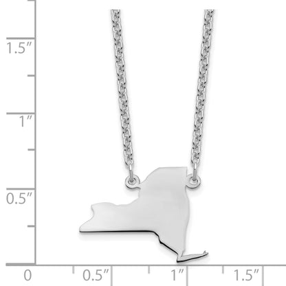 14K White Gold 14Kw New York State Necklace