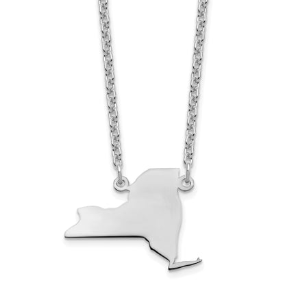 14K White Gold 14Kw New York State Necklace