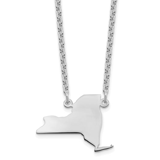 14K White Gold 14Kw New York State Necklace