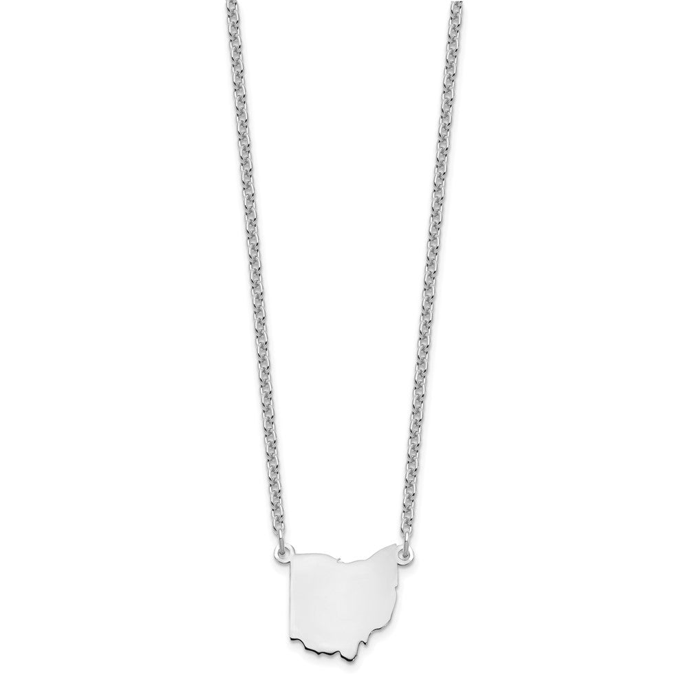 Sterling Silver Silver/Rhodium Plated Ohio State Necklace