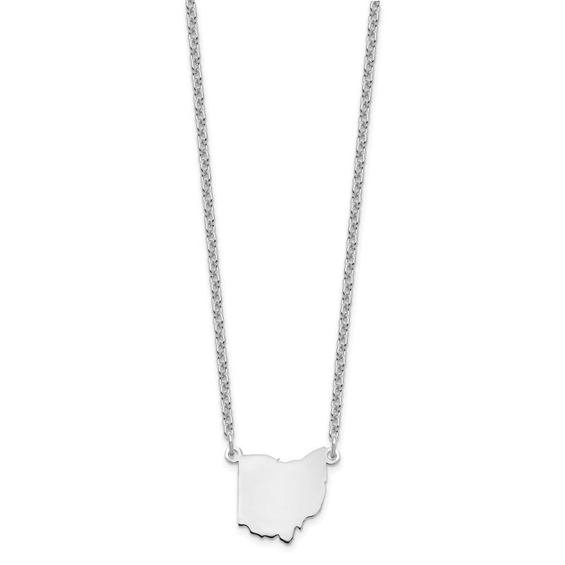Sterling Silver Silver/Rhodium Plated Ohio State Necklace