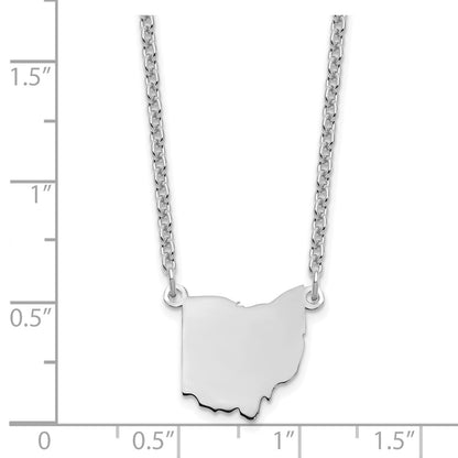 Sterling Silver Silver/Rhodium Plated Ohio State Necklace