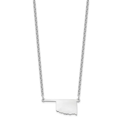 Sterling Silver Silver/Rhodium Plated Oklahoma State Necklace