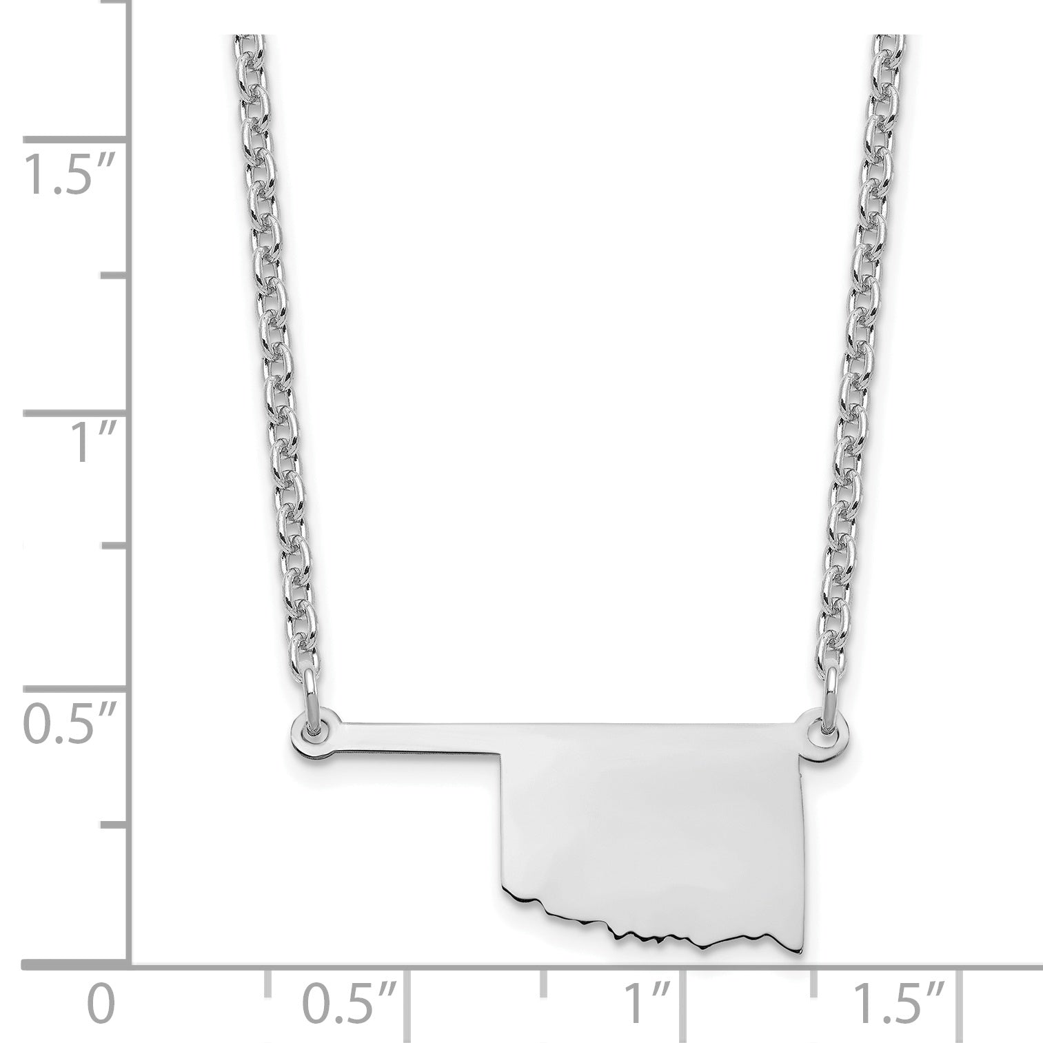 Sterling Silver Silver/Rhodium Plated Oklahoma State Necklace
