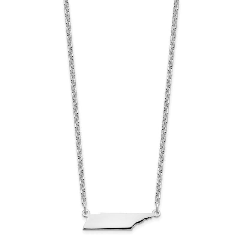 Sterling Silver Silver/Rhodium Plated Tennessee State Necklace