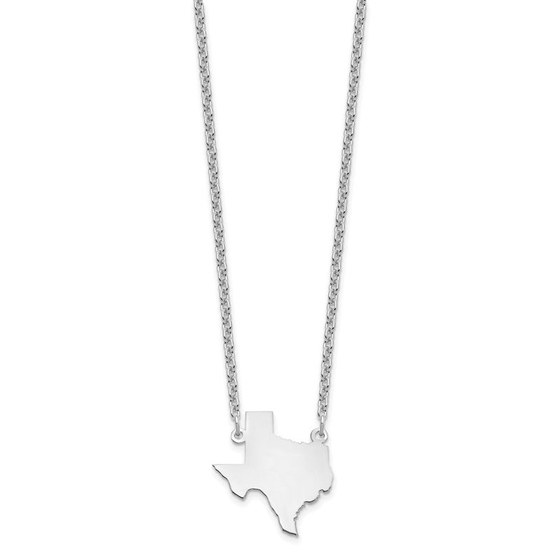 Sterling Silver Silver/Rhodium Plated Texas State Necklace
