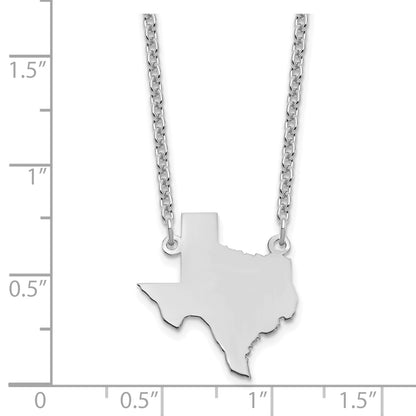 Sterling Silver Silver/Rhodium Plated Texas State Necklace