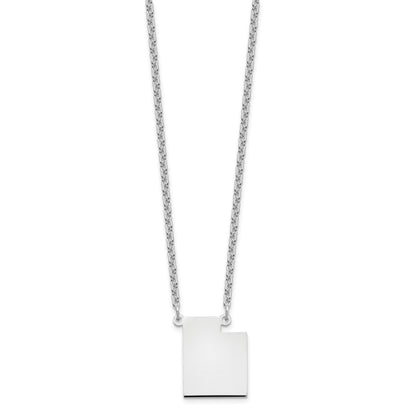 Sterling Silver Silver/Rhodium Plated Utah State Necklace