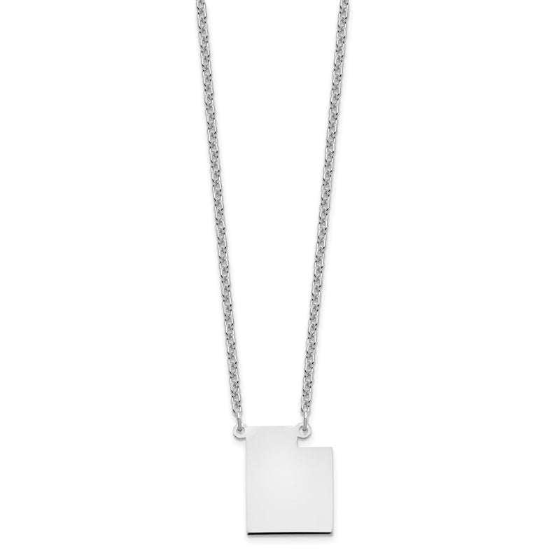 Sterling Silver Silver/Rhodium Plated Utah State Necklace