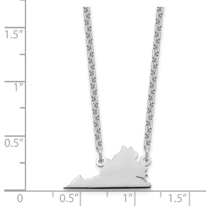 Sterling Silver Silver/Rhodium Plated Virginia State Necklace