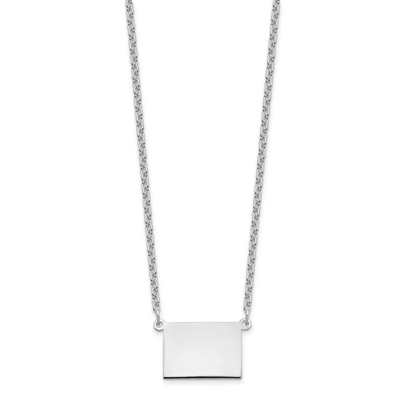 Sterling Silver Silver/Rhodium Plated Wyoming State Necklace