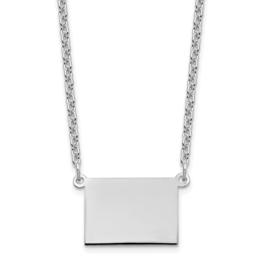 Sterling Silver Silver/Rhodium Plated Wyoming State Necklace
