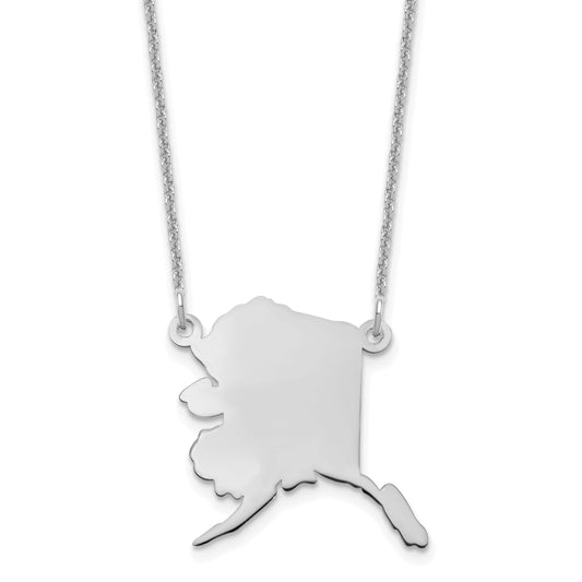 14K White Gold 14Kw Alaska State Necklace