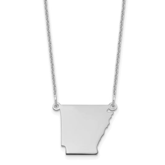 14K White Gold 14Kw Arkansas State Necklace