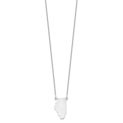 14K White Gold 14Kw Illinois State Necklace