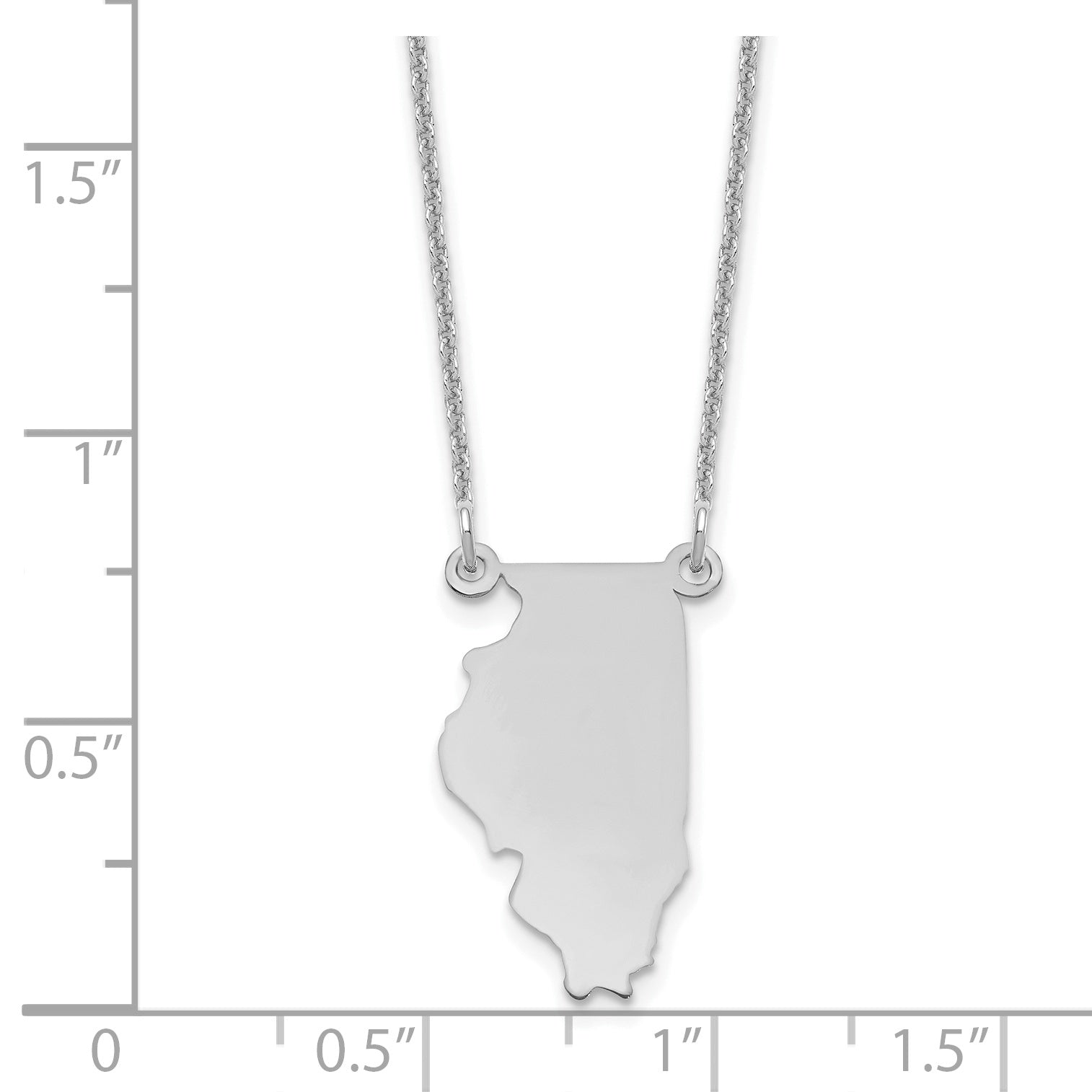 14K White Gold 14Kw Illinois State Necklace