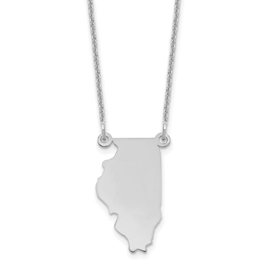 14K White Gold 14Kw Illinois State Necklace