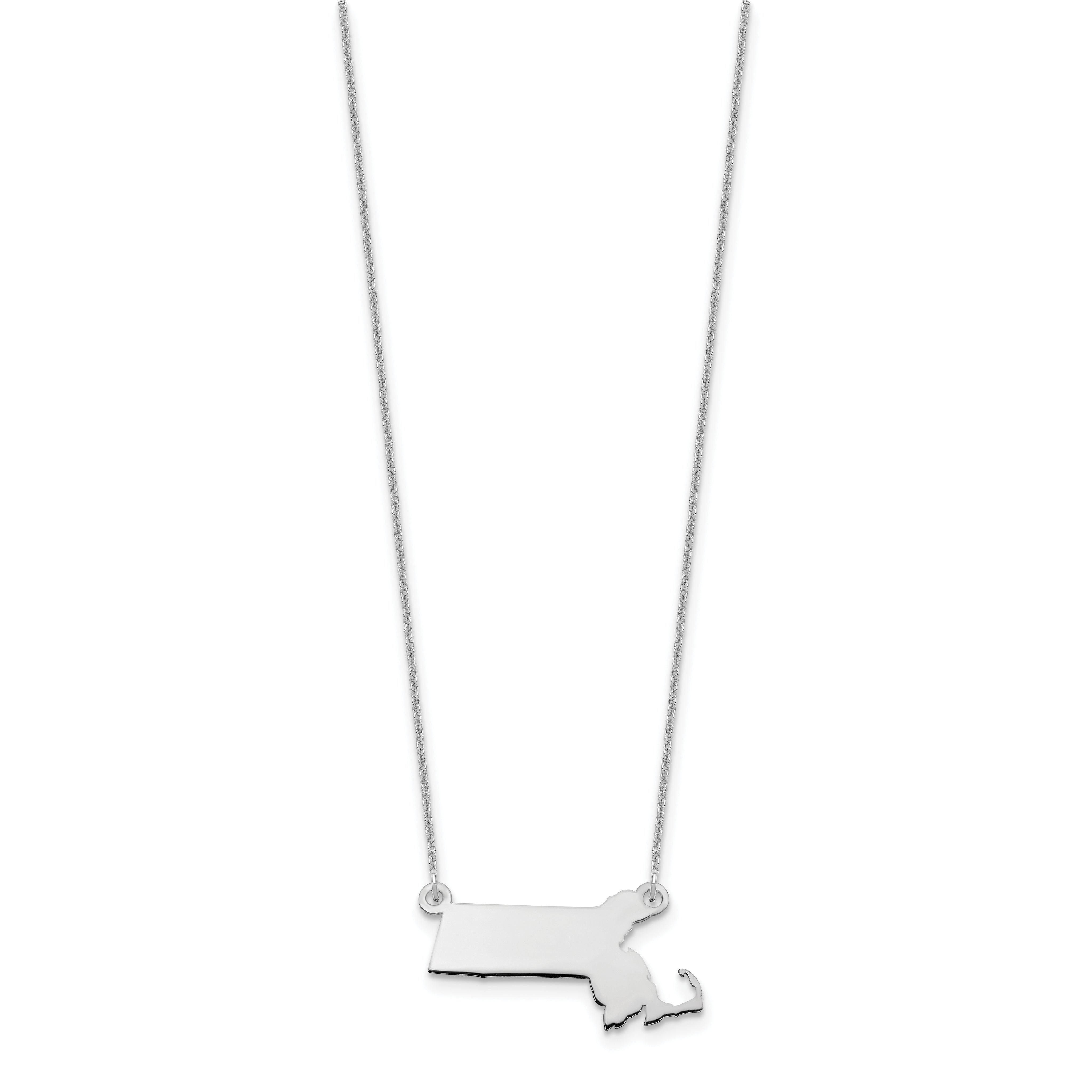 14K White Gold 14Kw Massachusetts State Necklace