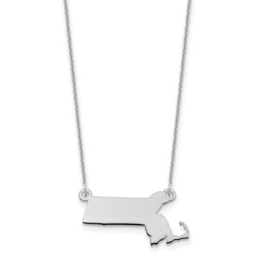 14K White Gold 14Kw Massachusetts State Necklace