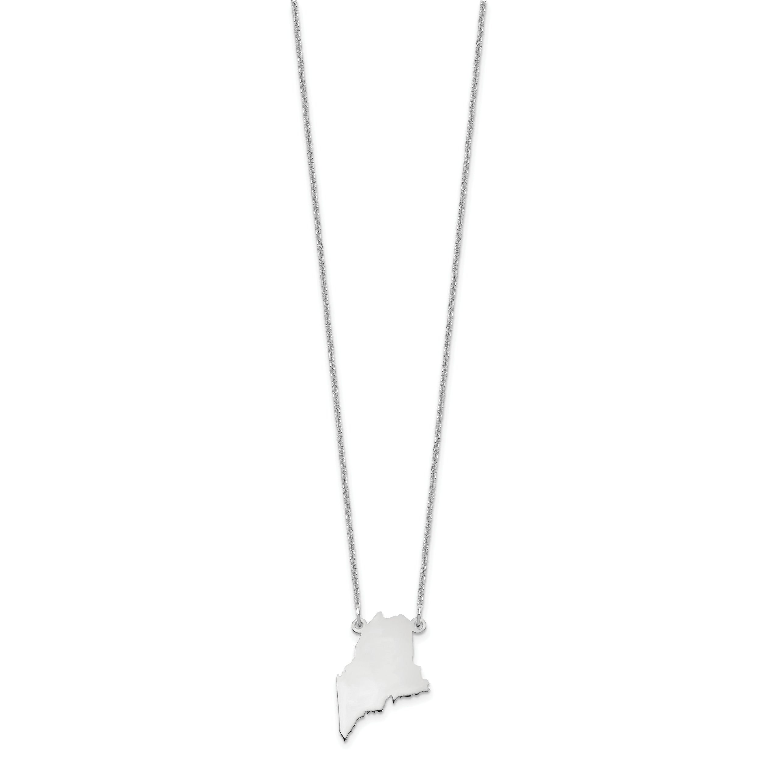 14K White Gold 14Kw Maine State Necklace
