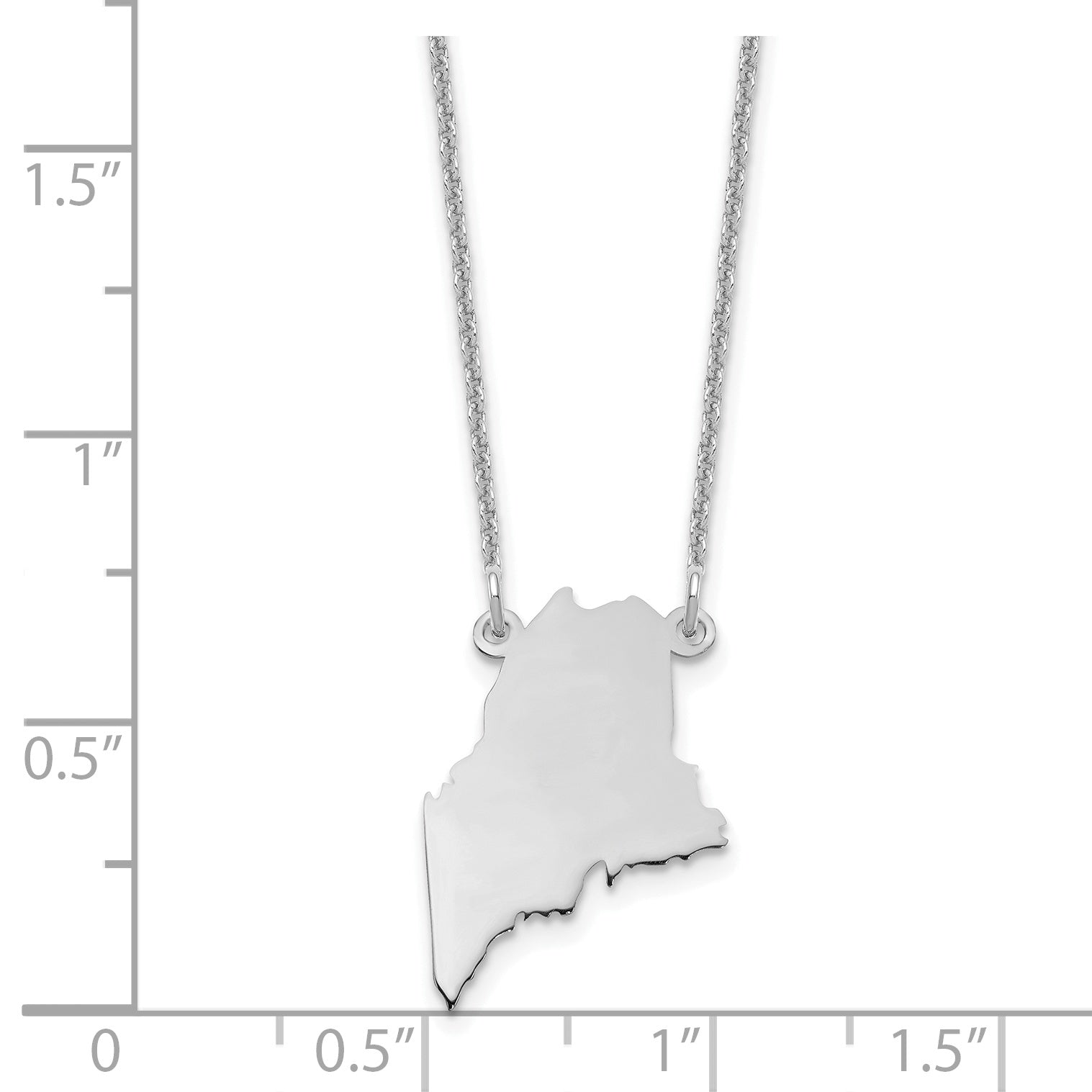 14K White Gold 14Kw Maine State Necklace