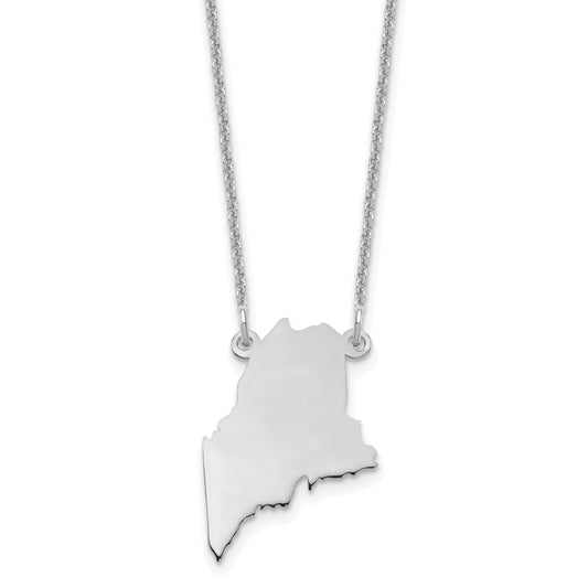 14K White Gold 14Kw Maine State Necklace