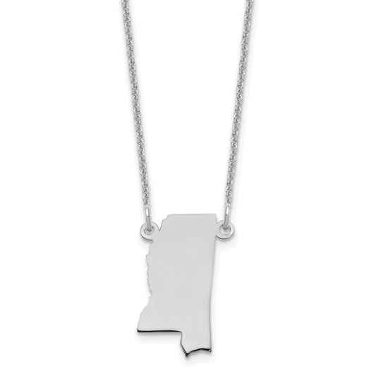 14K White Gold 14Kw Mississippi State Necklace