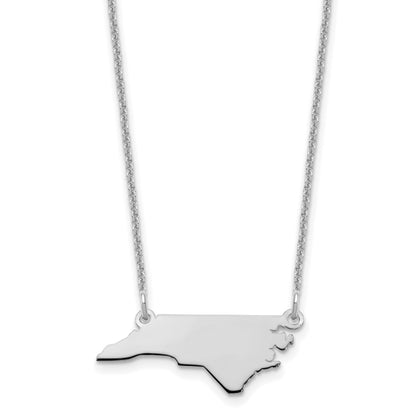 14K White Gold 14Kw North Carolina State Necklace