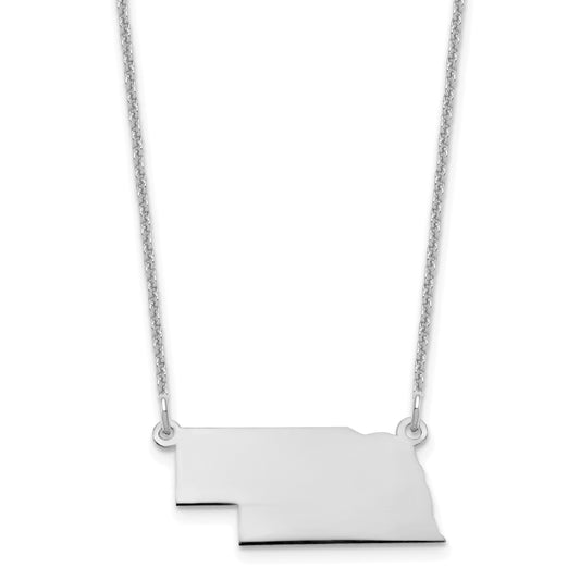 14K White Gold 14Kw Nebraska State Necklace