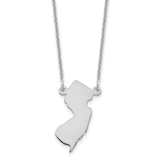 14K White Gold 14Kw New Jersey State Necklace