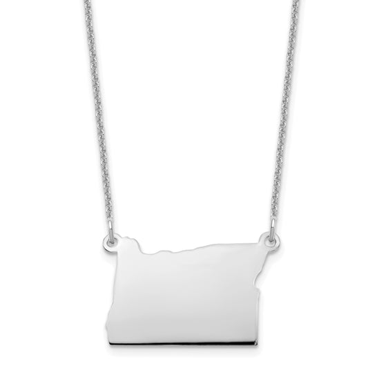 14K White Gold 14Kw Oregon State Necklace