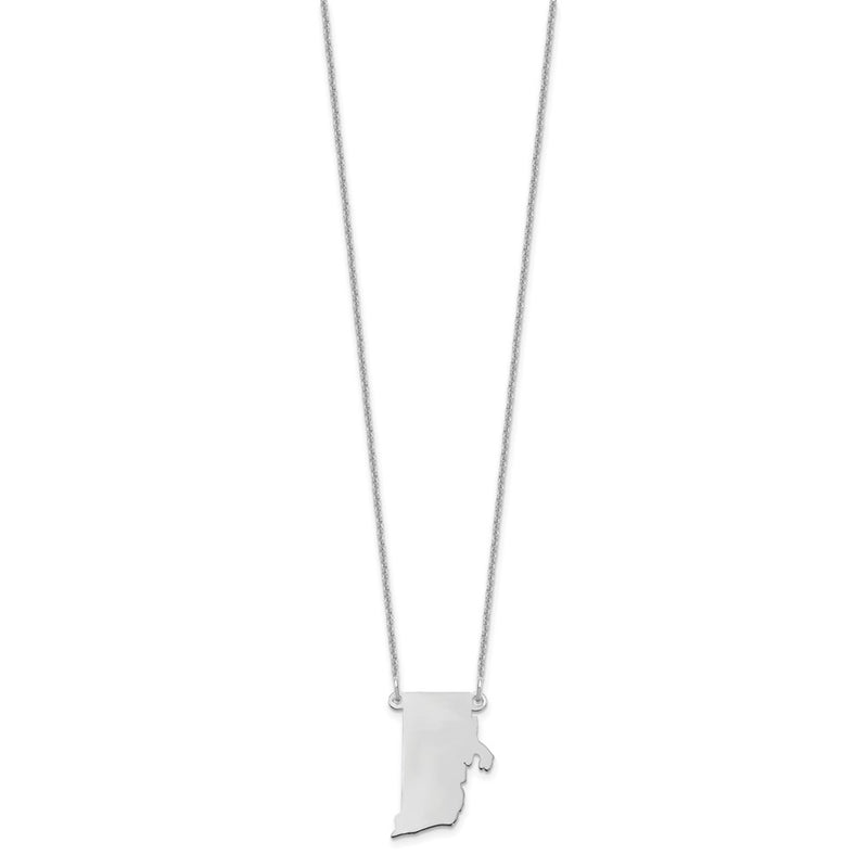 Sterling Silver Silver/Rhodium Plated Rhode Island State Necklace