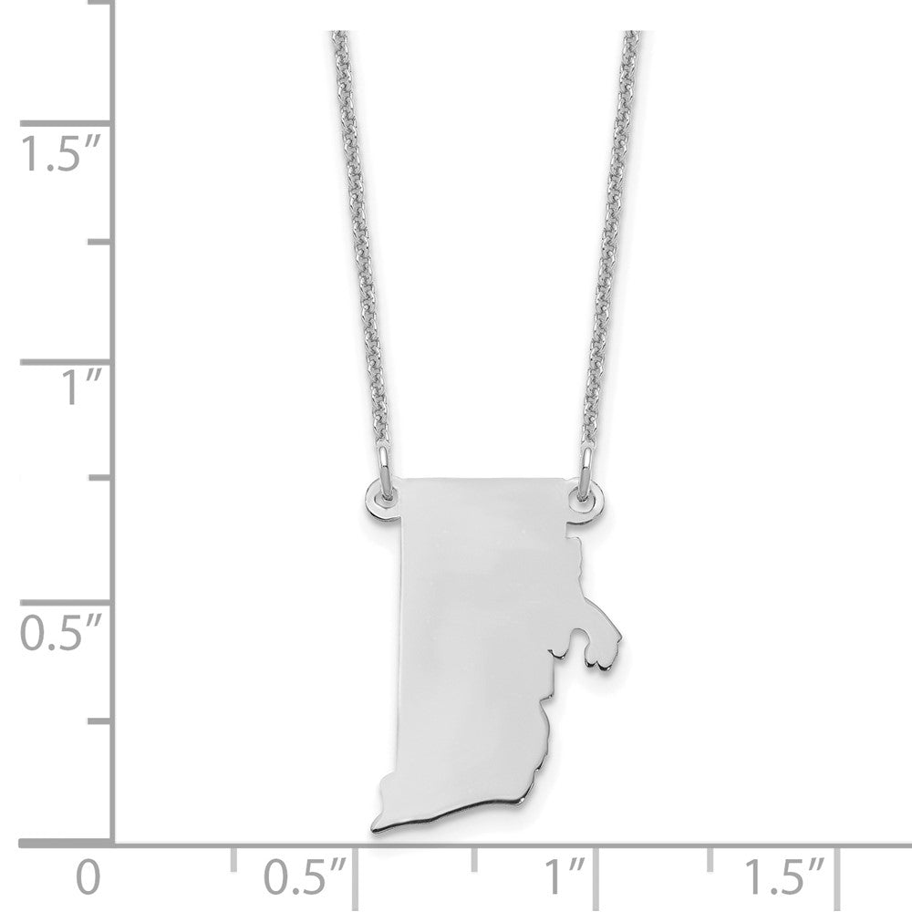 14K White Gold 14Kw Rhode Island State Necklace