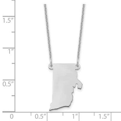 14K White Gold 14Kw Rhode Island State Necklace