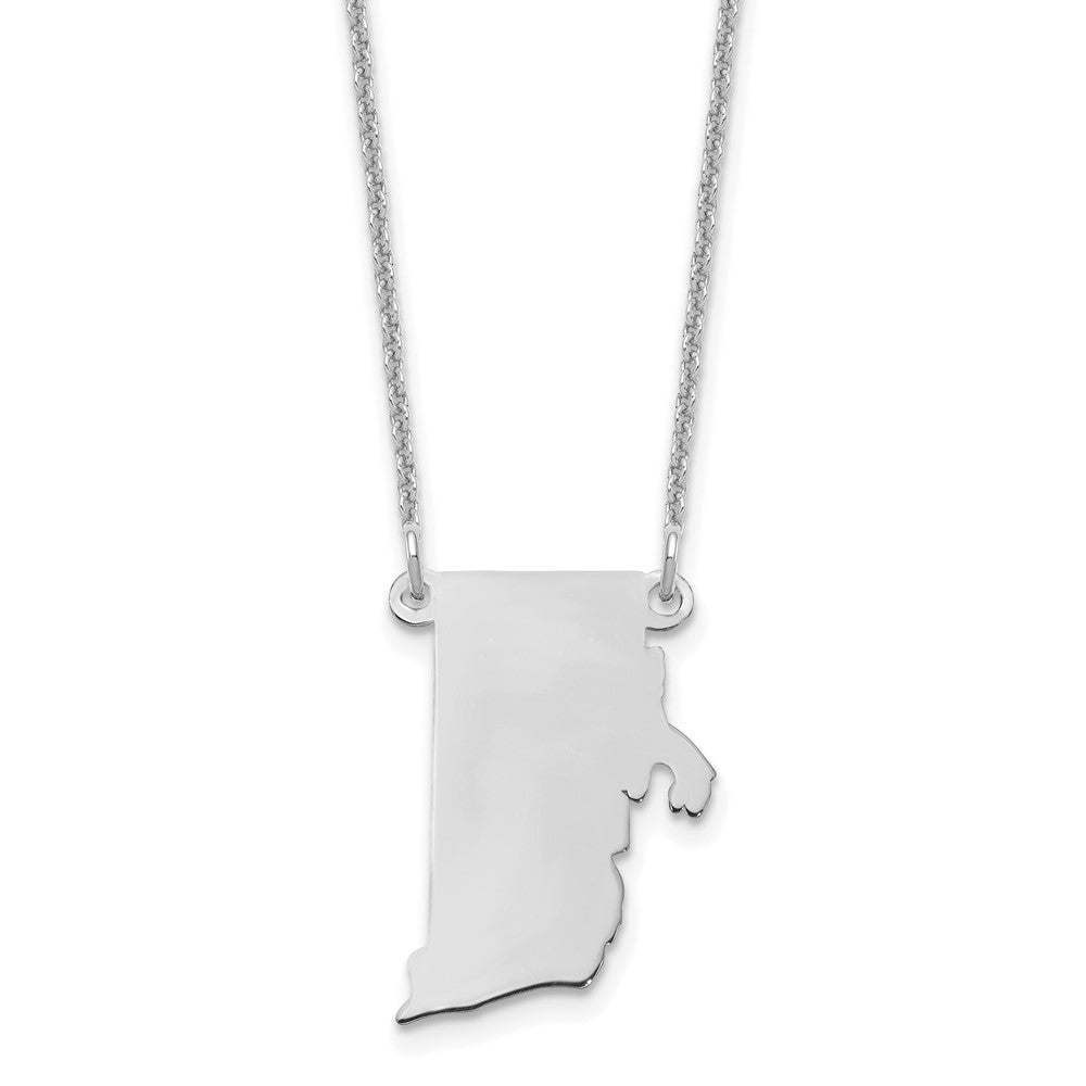 14K White Gold 14Kw Rhode Island State Necklace