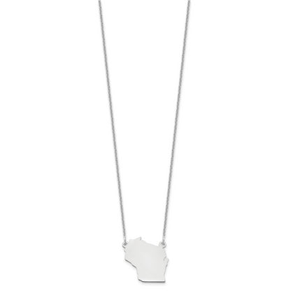 14K White Gold 14Kw Wisconsin State Necklace