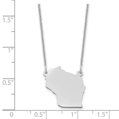 14K White Gold 14Kw Wisconsin State Necklace