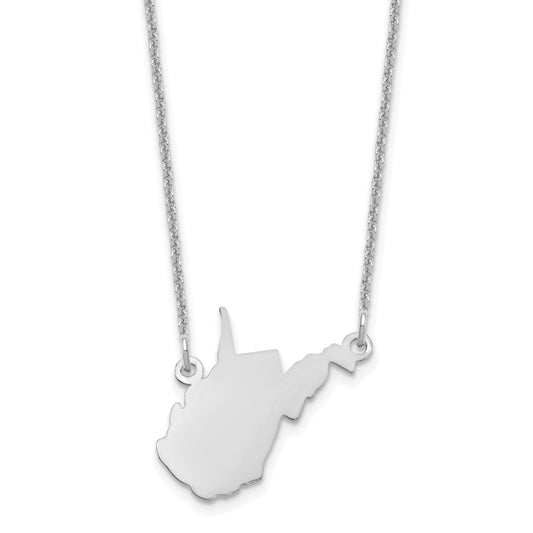 14K White Gold 14Kw Wisconsin State Necklace