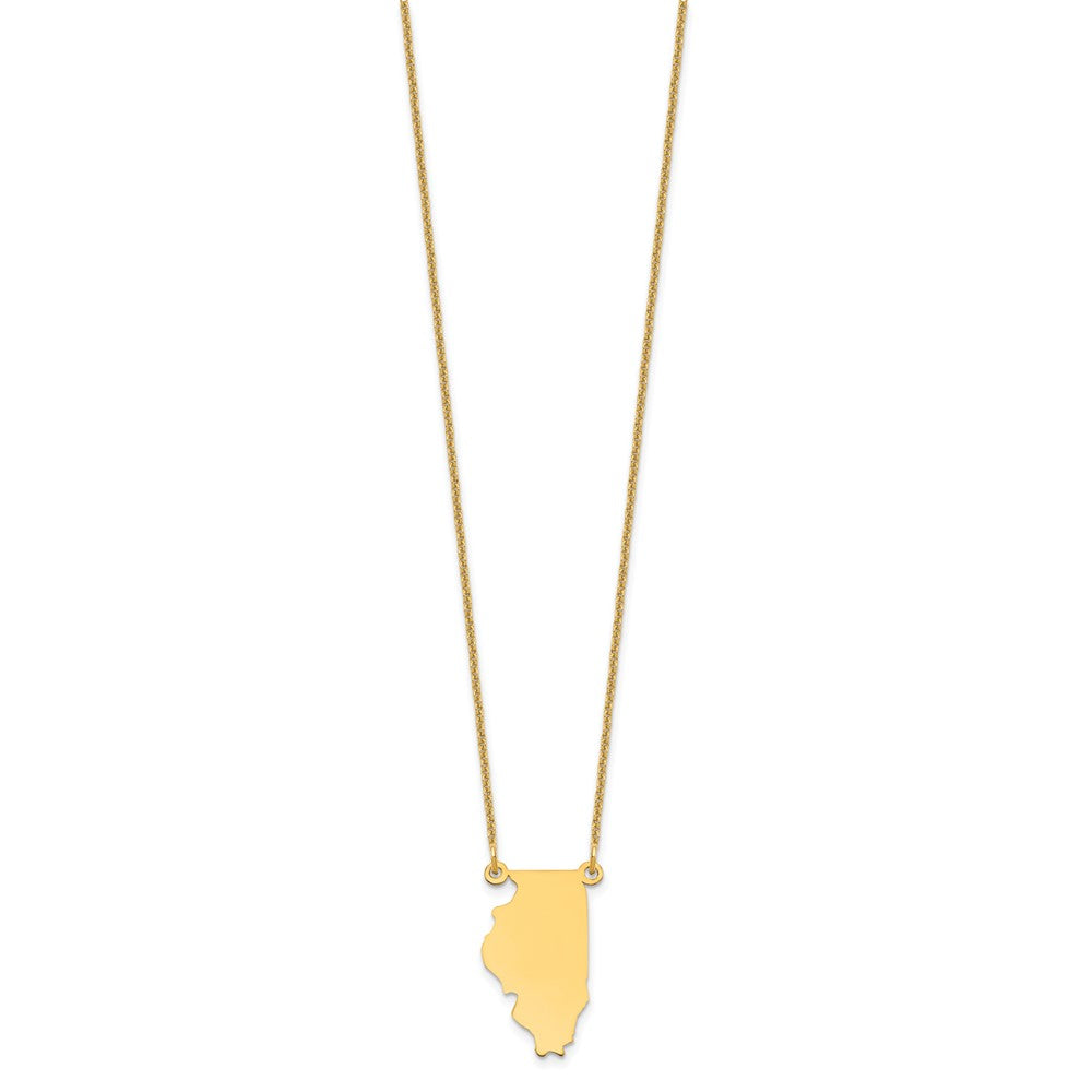 14K Yellow Gold 14Ky Illinois State Necklace
